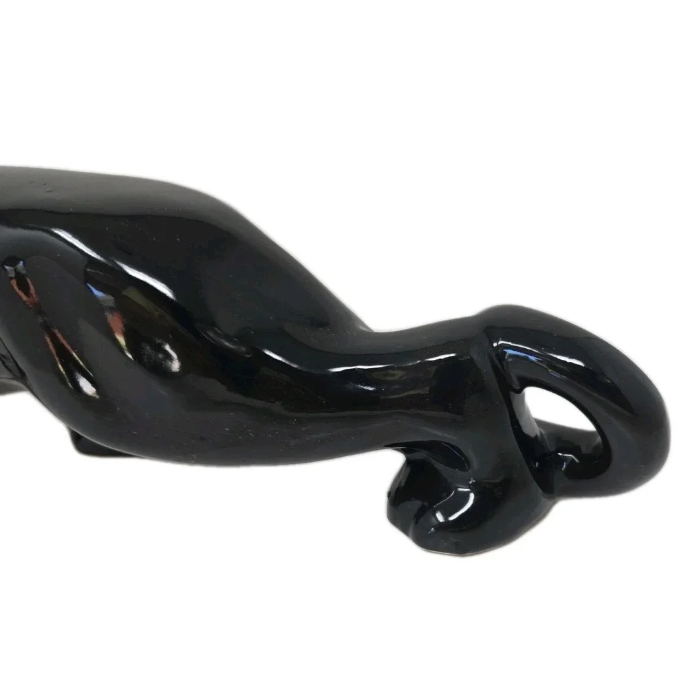 Vintage 1950s Ceramic Stalking Black Panther Cougar TV Light Lamp Works U251